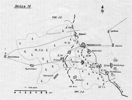 Die 15. I.D. in der Schanjastellung (Quelle: Willemer [1])