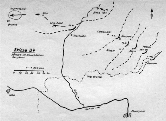 Kmpfe der 15.I.D. bis Kriegsende im slowakischen Bergland (Quelle. Willemer [1])