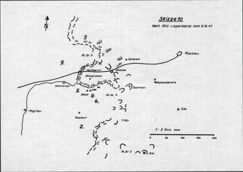 Lage im Mittelabschnitt am 6. Oktober 1941 (Quelle: Willemer [1])