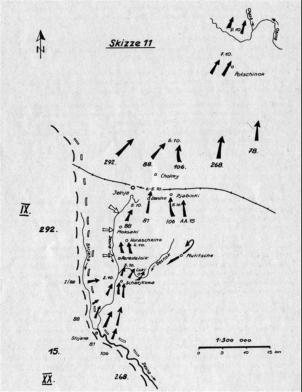 Angriff der 15. I.D. im Rahmen der Operation Taifun ber Strjana und Desna (Quelle: Willemer [1])