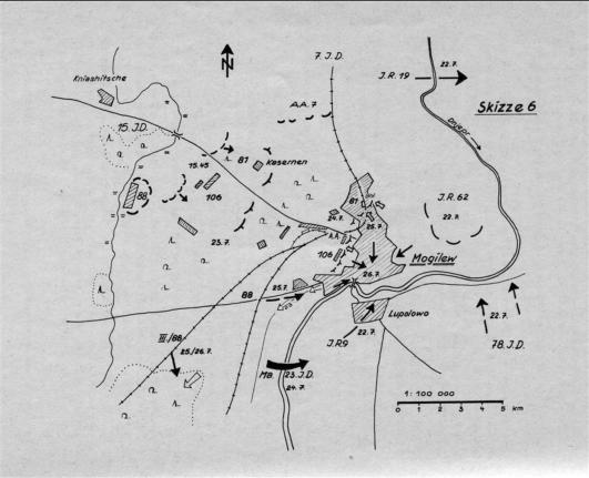 Die Eroberung Mogilews 23.7.- 26.7.1941 [Quelle: Willemer [1] ]